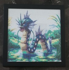 Pokemon Diamond Painting Art - Gyarados with 11.5" x 11.5" Black Frame