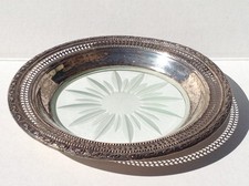 Frank Whiting Sterling Silver Glass Wine Bottle Coaster Dish 6
