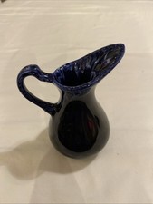 Ceramic Pitcher Vase Dip Glaze Small Cobalt Blue Light Blue Lava 94 On Bottom