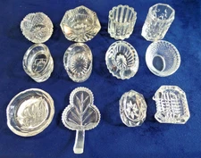 Vtg Lot of 12 Clear Cut Glass Open Salt Cellars Assorted Shapes READ