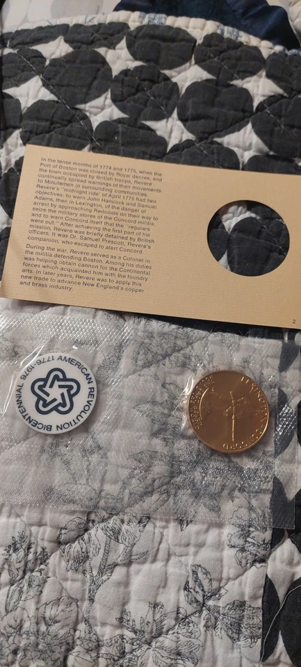 American Revolution Bicentennial Commemorate Coin Paul Revere SEALED - Image 2 of 2