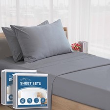 SPRINGSPIRIT Cot Sheets 30" x 75" x 9", 4 Piece Sheet 2 Pack , Grey
