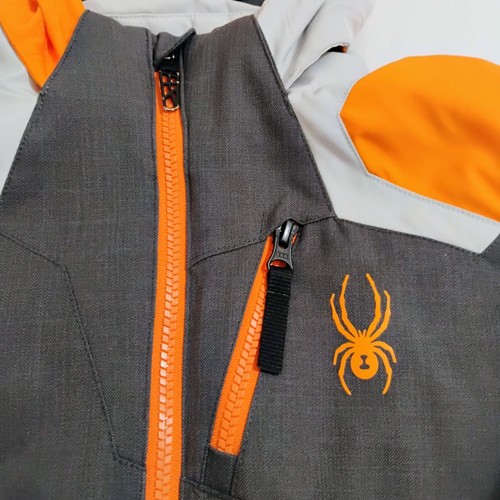Spyder Boys Leader Ski Snow Jacket Size 12 Orange And Black Winter Coat - Picture 2 of 15