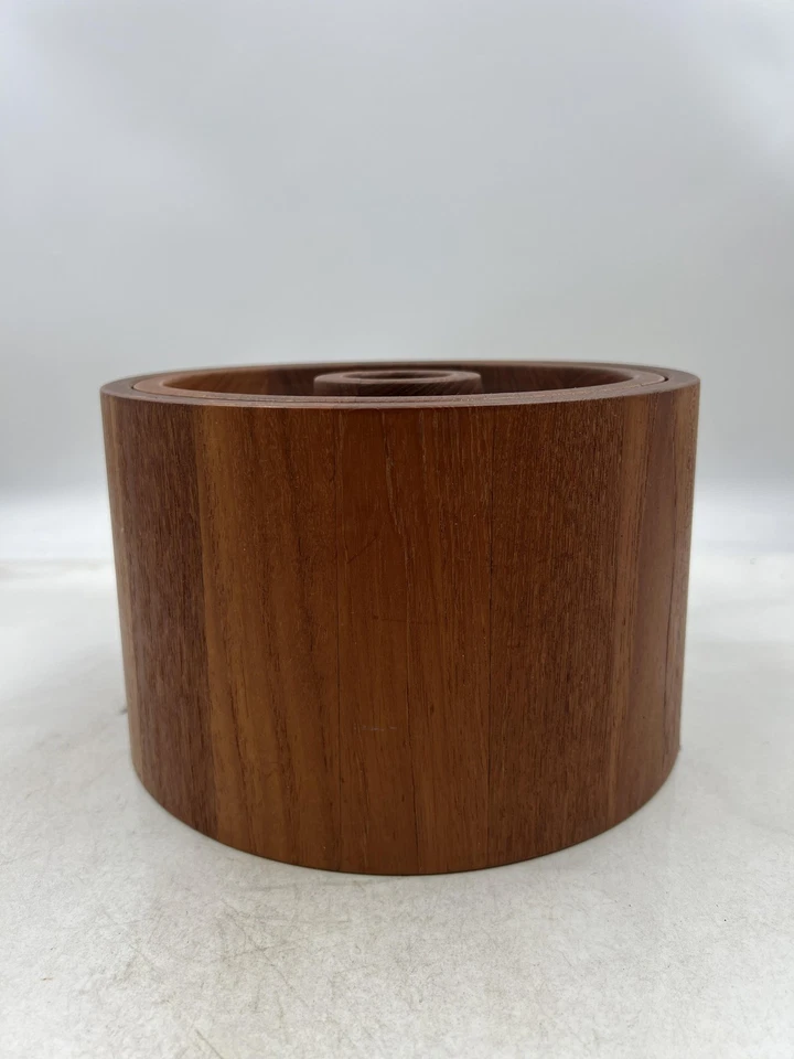 Cubo de hielo de teca Dansk mediados de siglo moderno tapa de barril danesa Dinamarca vajilla de madera Foto 3 de 4