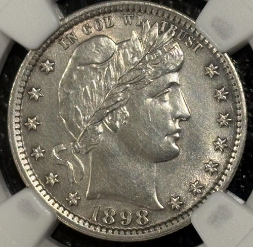 NGC UNC DETAILS 1898 P BARBER SILVER QUARTER DOLLAR-OLD US COIN-JAN108 - Picture 3 of 4