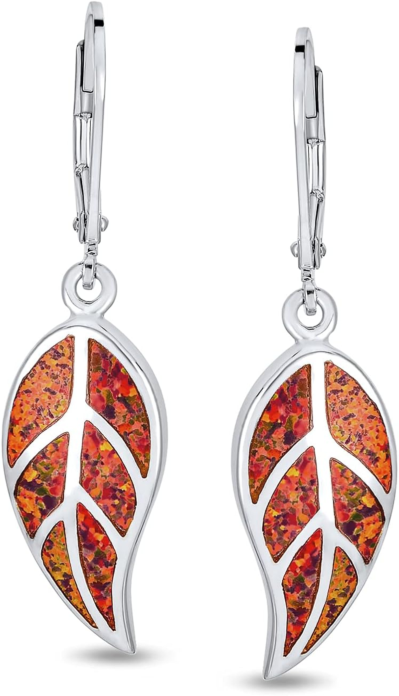 Native American Inspired Red Brown Blue Opal Inlay Lever Back Earrings