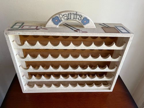 Cute Wooden Craft Paint Storage Rack - Holder 50 bottle Hand Painted! - Bild 2 von 6