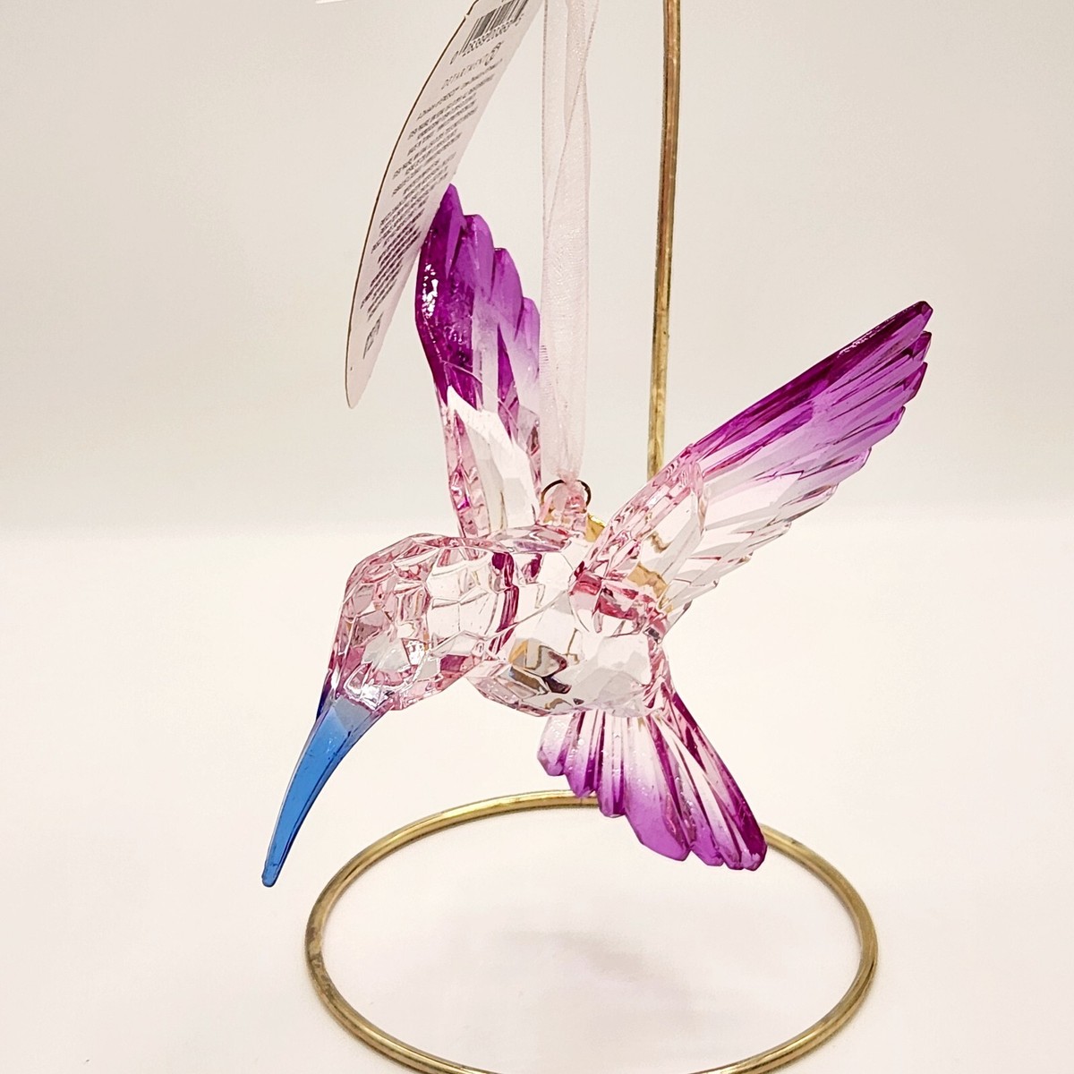 Dept 56 HAPPY HEART Acrylic Hummingbird Facet Hanging Ornament