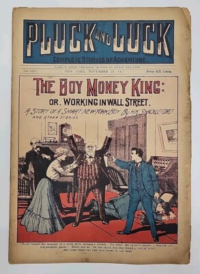 Pluck and Luck Boy Money King #1017 Pulp Dime Novel 1917 Vintage Newsprint VG/FN