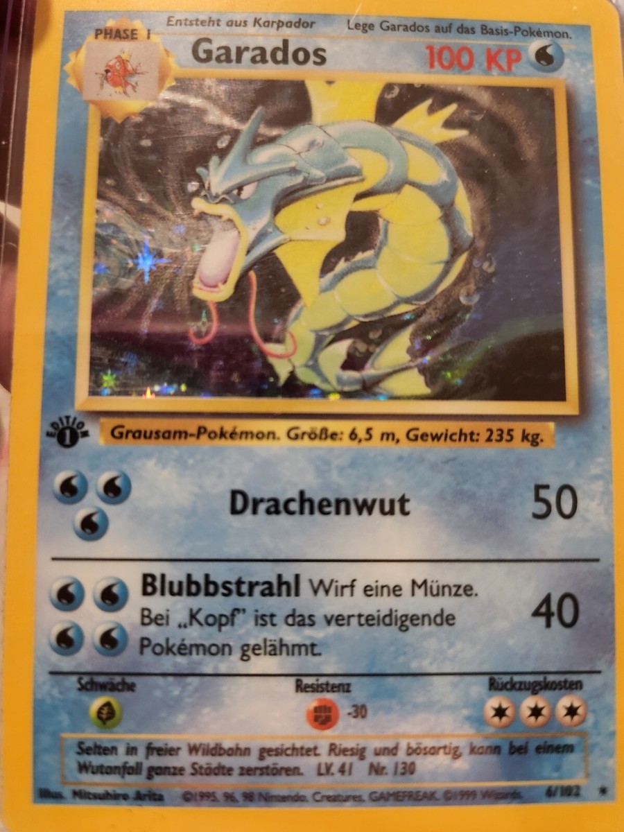 ポケモン - Gyarados ギャラドス 1ED 1st Edition 6/102 英語版 Gyarados 6/102 HOLO Rare ERROR collection # & black dot 1999