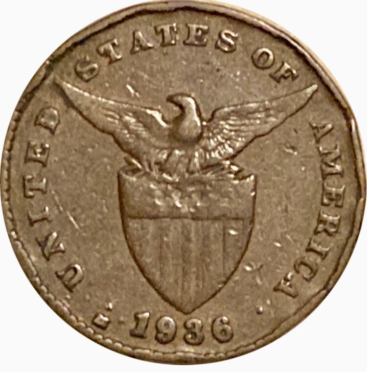 1936 M Philippines 🇵🇭 1 centavo coin, circulated KM# 163
