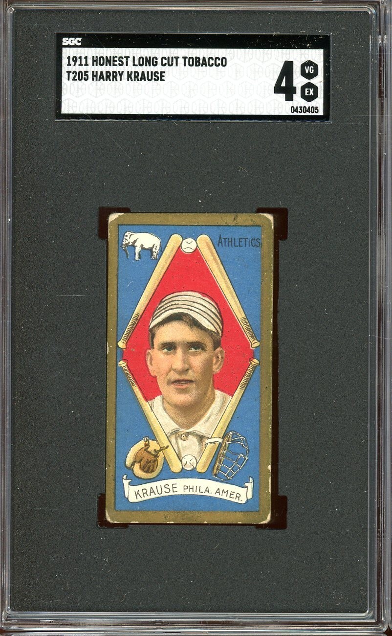 1911 T205 Honest Long Cut Tobacco Baseball Harry Krause SGC 4