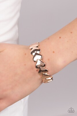 Paparazzi Hearts Galore   Rose Gold Bracelet    cuff
