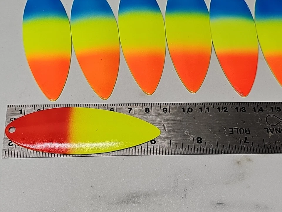 20 Pack Willow Leaf Spinner Blades - NEON 2 Tone. 8.5cm X 3cm - Image 2 of 3