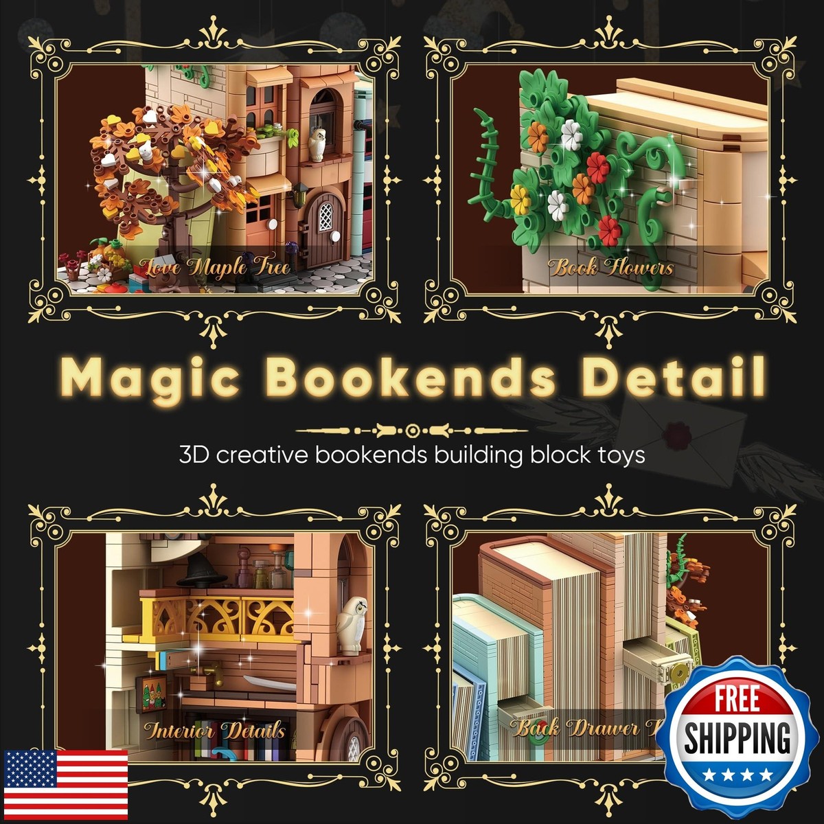 Zylvoxia Bookend Magic House Building kit, Home Decorative for