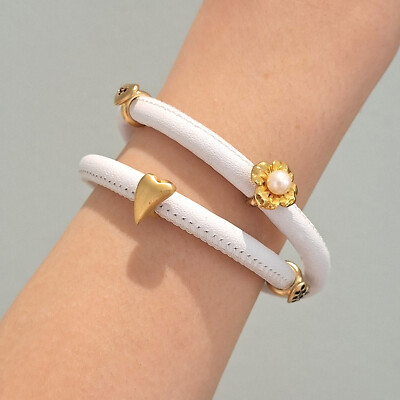 Endless Armband weiss vergoldete Charms 925 Silber