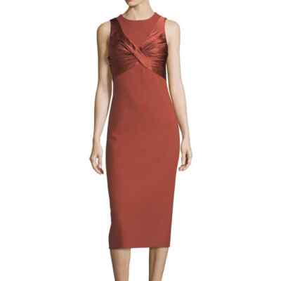 Cinq A Sept Adelise Crossover Sleeveless Sheath Midi Cocktail Dress Tobacco 2 | eBay Cinq A Sept Adelise Crossover Sleeveless Sheath Midi Cocktail Dress Tobacco 2 | eBay