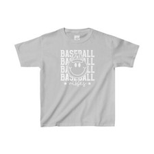 Baseball Vibes White Font Kids Heavy Cotton Tee