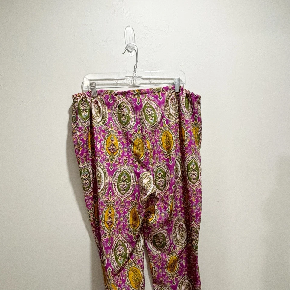 Pantalones al tobillo acanalados LAUREN RALPH LAUREN para mujer púrpura verde cachemira XL Foto 3 de 4