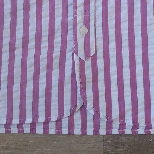 NWOT Houston White Burgundy Striped Textured Button Down Shirt Size L