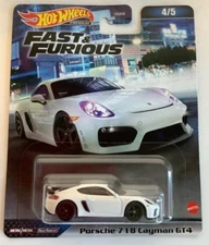 NEW Hot Wheels HKD20 Premium Fast & Furious Porsche 718 Cayman GT4 1:64 Die-Cast