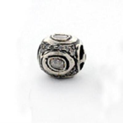 Uncut Diamond Antique Look Bead Spacer Bezel Set Finding 925 Sterling Silver