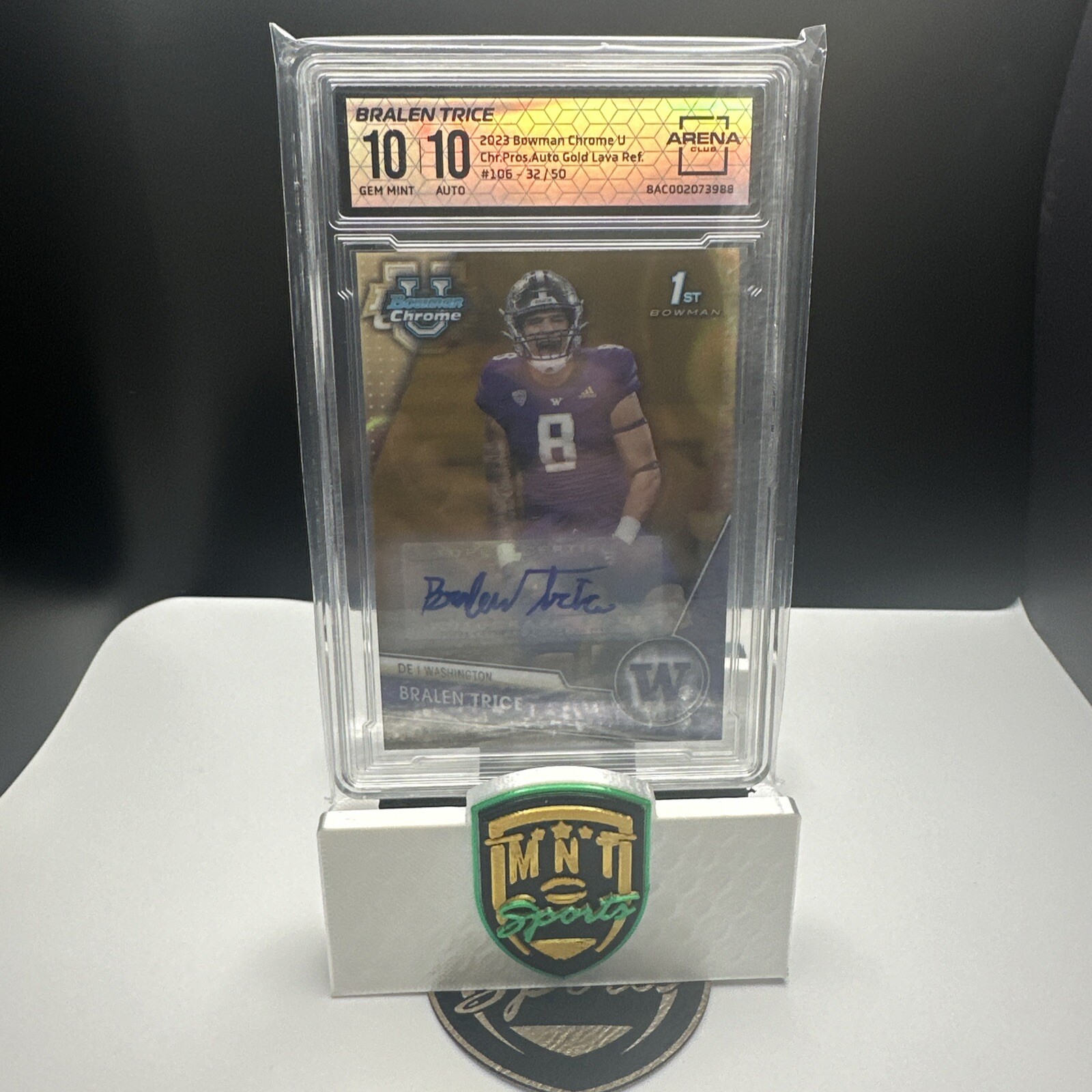 2023 Bowman Chrome U #106 Gold Lava Refractor Bralen Trice Auto /50 GEM MINT 10