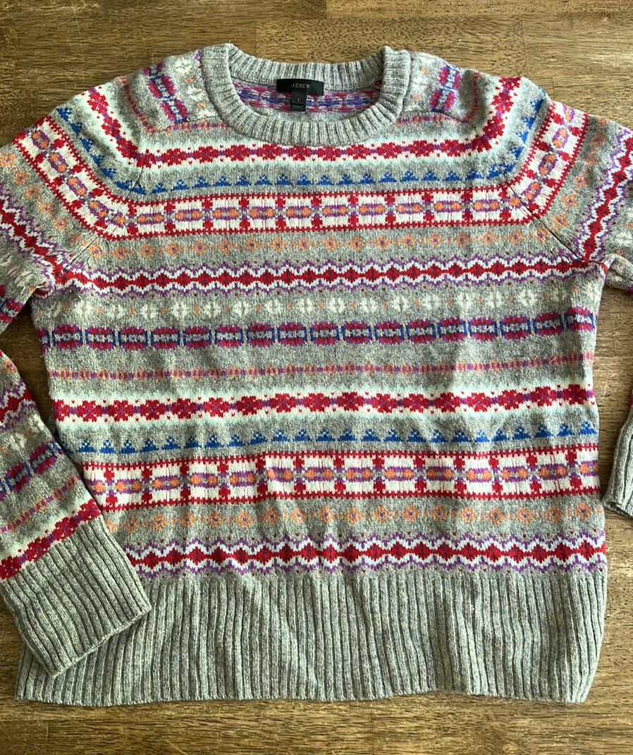 J. Crew Wool Holiday fair isle sweater 