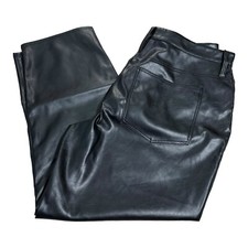 Madewell Perfect Vintage Straight Jean Women  s 33 Black Faux Leather High Rise