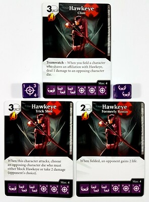  2015 Wizkids/NECA Dice Masters MARVEL  Set HAWKEYE Dice/Cards