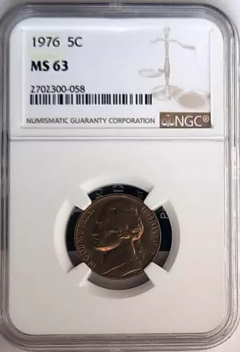 1976-P Clad Jefferson Nickle (5C) NGC MS 63