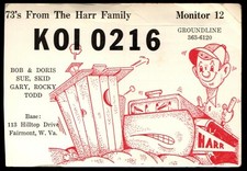 QSL QSO RADIO CARD "The Harr Family,Bob/Doris/Sue/Skid/Gary,Rocky,Todd", (Q4195)