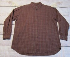 Izod Red Gray White Mens Plaid Long Sleeve Light Weight Flannel Shirt Cotton XL