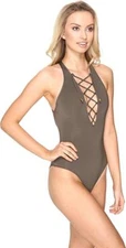Jets by Jessika Allen Plunge One Piece Swimsuit Women's US Size 4 L75233