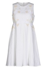 Dolce Gabbana White Linen Floral Applique Dress