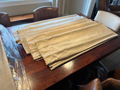 Pottery Barn 50"W x 84"L Parchment Dupioni Silk Curtains - Picture 2 of 7