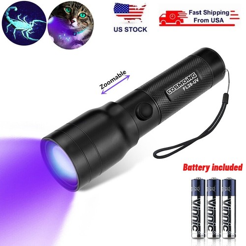 Zoombare taktische LED-Taschenlampe 395 nm UV-Licht Schwarzlicht Haustier Urinflecken - Bild 1 von 10