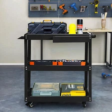 3-Tier Tool Cart on Wheels 400 LBS Load Heavy Duty Steel Utility Cart for Garage