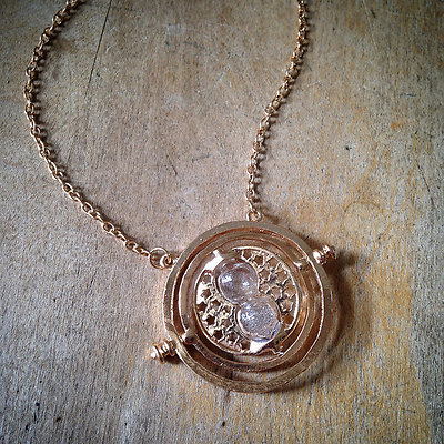 ROTATING ORB Sand Timer Sandtimer Necklace, GOLD, Chain Included, Brass Glass