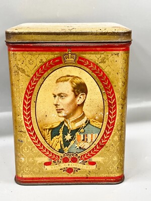 VINTAGE / ANTIKE DOSE KING GEORGE - QUEEN ELIZABETH ALTE TEEDOSE KRÖNUNG 1937