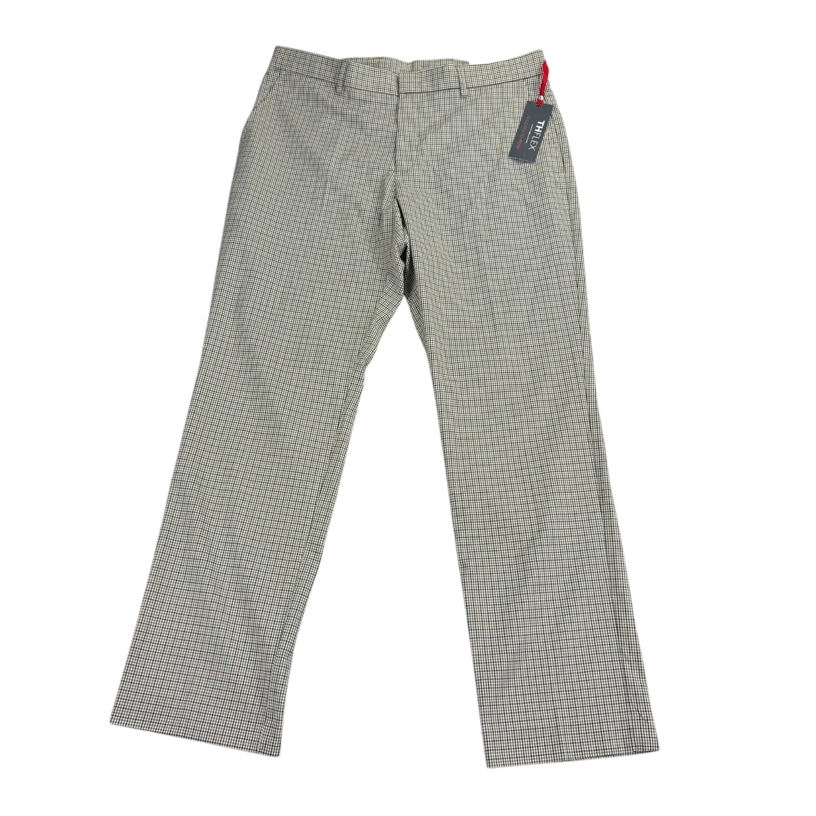 Tommy Hilfiger Mens TH Flex Tate Modern Fit Stretch Plaid Dress Pants Tan 34x30