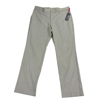 tommy hilfiger men's modern-fit th flex stretch plaid dress pants $95 Tommy Hilfiger Men's Gray Modern-Fit Plaid Trousers Dress Pants Size 34W 30L