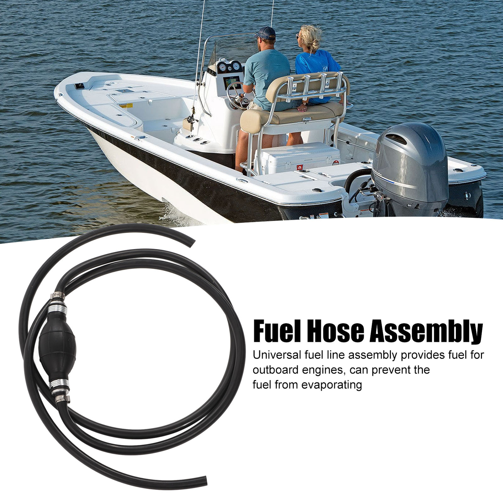 2.1m/6.89ft Universal Fuel Line Assembly Boat Motor Fuel Hose with