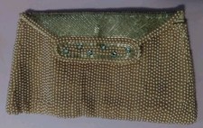 Vintage Charlet Pearl and Silver Beaded Evening Clutch Purse Made in Japan