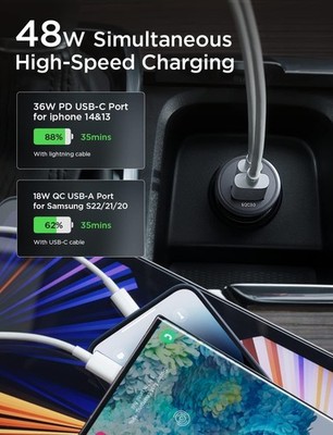USB C Car Charger, 48W Iphone Car Charger Fast Charging [Mini&Metal], for Iphone