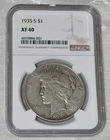 1935 S PEACE 90% SILVER ONE DOLLAR $1 NGC XF 40 XF40 SAN FRANCISCO MINT USA COIN