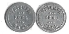 2 Triumph Pool Hall Ttiumph, (Minnesota) Trade Tokens 5¢ Al 20 & 21mm