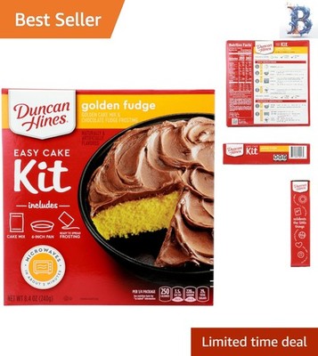 Golden Fudge Cake Mix 8.4 oz - Effortless Dessert with Frosting for Celebrations