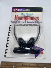 Sentry HO415 Mini Stereo Headband Headphones Old School Black Vintage Walkman
