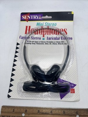Sentry HO415 Mini Stereo Headband Headphones Old School Black Vintage Walkman